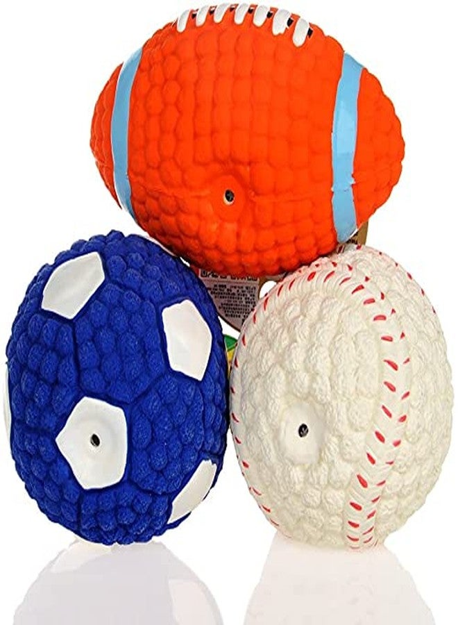 Pet Guard 3 in 1 Latex Material Dogs and Puppies Squeaky Baseball Rugby Football Combo - Image 1